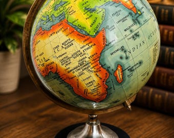 18 Inch Desk World Globe Sphere, Metal & Plastic Finish Antique Style Geography Globe, Office Study Home Decor Educational Gift