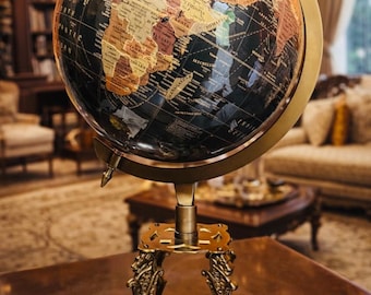 Antyczny globus biurkowy 20 cali, antyczny mosiężny globus, luksusowy wystrój biura, stara mapa świata, dekoracja biblioteki do nauki, wyjątkowy prezent dla niego