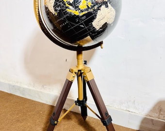 Vintage World Globe Decor, Antique Style Globe, Old Map Earth Sphere, Study Office Decor, Travel Gift, Library Shelf Accent