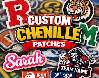 Custom Chenille Varsity Letter Patches | Personalized Name Logo (Iron On Sew On)