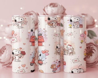 Walentynkowy kubek z motywem romantycznego psa w kształcie szczeniaka, 20 uncji, sublimacja PNG