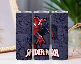 Opakowanie na kubek Spider-Man w formacie PNG | Projekt sublimacji komiksowego superbohatera (pobranie cyfrowe)