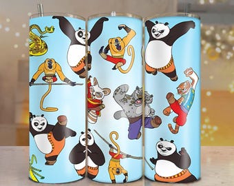 Opakowanie na kubek Kung Fu Panda PNG: 20-uncjowy, cienki wzór sublimacji (pobranie cyfrowe)