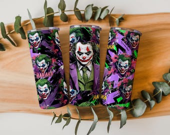 Joker Tumbler Wrap PNG: Supervillain Supervillain Sublimation Design (Digital Download)
