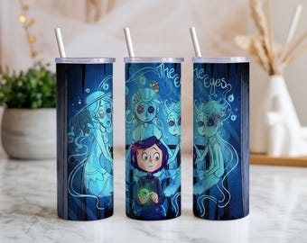 Opakowanie na kubek Coraline PNG 20oz | Opakowanie na kubek do sublimacji | Gotycka sztuka duchów | Pobieranie cyfrowe