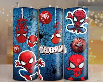 Spiderman Tumbler Wrap PNG: Design a sublimazione per tumbler sottile da 20 once (download digitale)