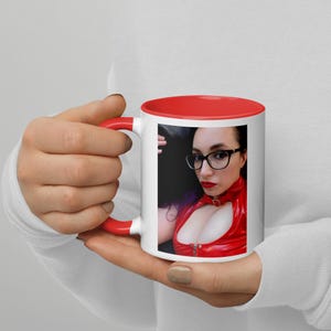 Red PVC Mistress 2 - Sexy Photo Mug, Coffee Cup