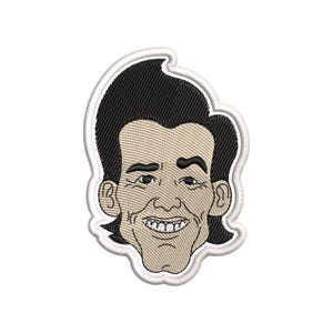Bordado de caricatura retro de detective de mascotas de los 90, diseño de máquina de investigador de animales divertido, patrón de comediante con cara de goma loca