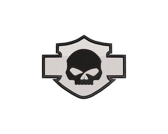 Biker Skull Machine Embroidery Design for Leather Jackets and Vests