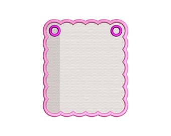 Scalloped Frame Embroidery Design for Baby Name Applique Monogram Border Nursery Label Newborn Girl Satin Stitch File