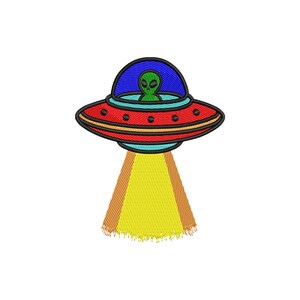UFO Flying Saucer Machine Embroidery Design Alien Space Ship Patch