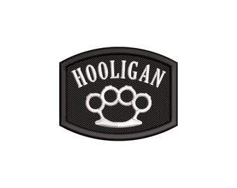 Biker Hooligan Embroidery Design Brass Knuckles Machine Stitch