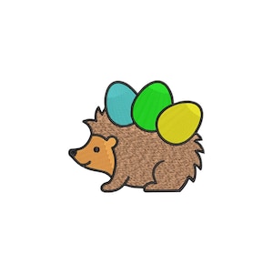 Easter Hedgehog With Eggs Machine Embroidery Design, Spring Animal Patch Pattern, DIY Easter Gift