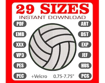 Volleyball Embroidery Design for Sports Team Shirts and Bags