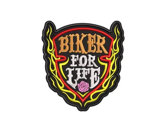 Biker For Life Machine Embroidery Design for Motorcycle Jackets and Vests