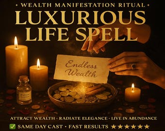 LUXURIOUS LIFE SPELL, wealth spell, abundance ritual, prosperity energy, success manifestation, opportunity magnet