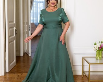 Green Chiffon Evening Gown: Mother of the Bride A-Line Maxi Dress