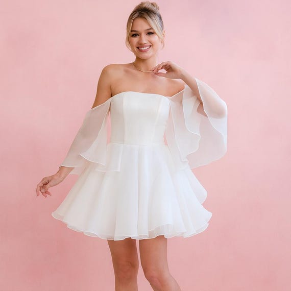 green emerald velvet dress Walk This Way Smocked Mini Dress White / M