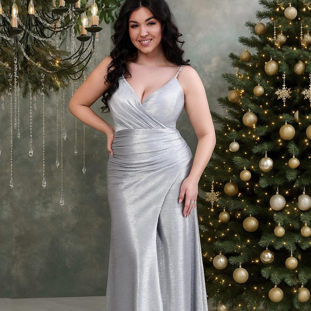 silver dress holiday Apricot Silver Sparkle Ruched Mini Holiday Party Dress – Deja Nu Tx main image 0