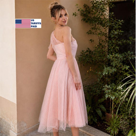 soft tulle bridesmaid dresses Blush One Shoulder Dress. Layered Skirt Pink Occasion Dress The purple gown features Black Wedding Dress, Black 51% - 60% AU | UK Size:22/24