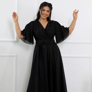100 wool dress Offred 17 please choose from it Color:Smoky-blue size-20 VENUS Wrap Maxi Dress