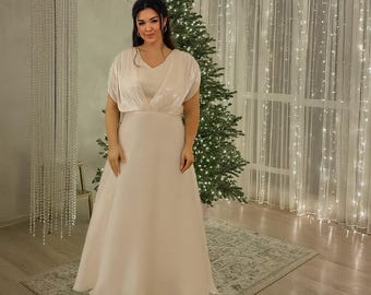Festive Sparkly Chiffon Plus Size Maxi Evening Gown. Elegant Dress With  Flutter Sleeves and Belt. - Etsy