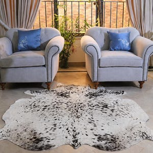Handmade Salt and Pepper Cowhide Rug | Natural Hair-on-Hide Area Carpet