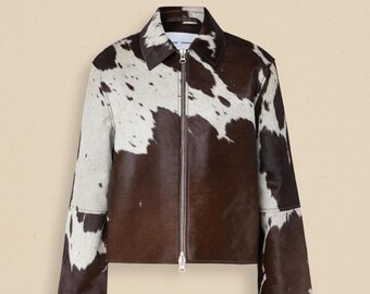 Giacca in pelle di vacchetta fatta a mano – Capospalla da donna in pelle di vitello stile western