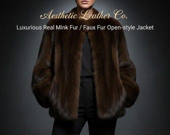 Manteau Vintage En Fourrure Marron Foncé Alfred Boge - Taille L, Doublure Satin Acetate