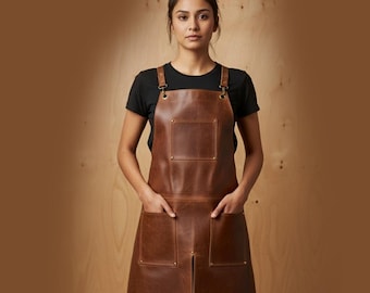 Personalized Apron High Quality Materials & Workmanship, Leather Strap with Solid Brass Hardware Cotton Canvas With Pockets and Towel Ring
