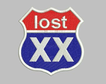 Lost XX Route 66 Shield Embroidery Design – Vintage Road Trip Apparel (Digital Download)