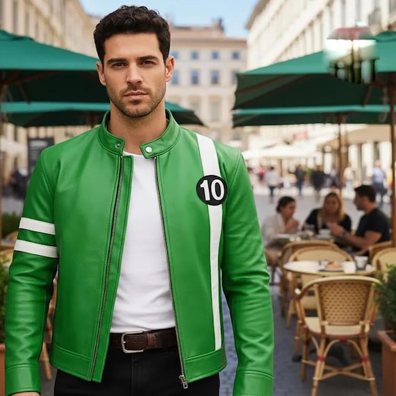 Handmade Ben 10 Green Leather Jacket | Alien Swarm Cosplay - Etsy