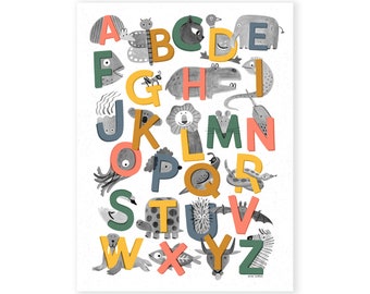 Animal ABC Alphabet Print for Children's Rooms & Nurseries