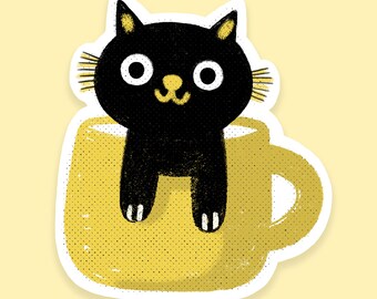 Coffee Cat 2.5" Vinyl Sticker