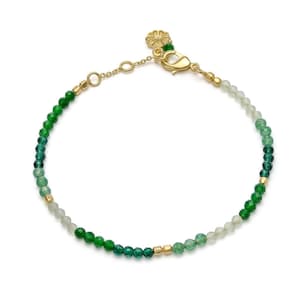 AZUNI Milos Mixed Gemstone Beaded Bracelet - Prehnite, Moss Agate & Green Aventurine, Gold Handcrafted Jewelry