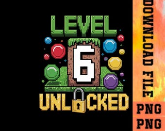 Livello 6 PNG sbloccato, compleanno del videogioco (download digitale)