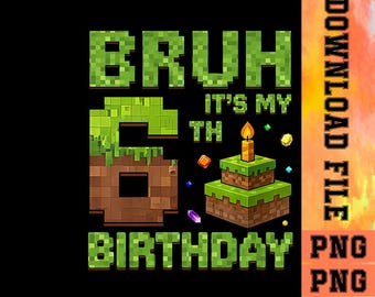Personaje de juego de píxeles, PNG, 6.º cumpleaños (descarga digital)