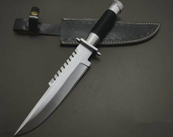 Faca de caça Rambo First Blood e faca Commando feitas à mão com capa de couro - Faca de caça - Faca colecionável - Presente para marido