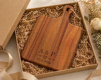 Personalised Acacia Wood Chopping Board | Wedding, Housewarming, Anniversary Gift | Gift Box included