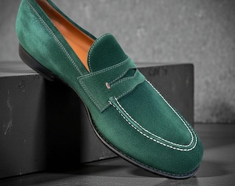 Mocassins penny en daim faits main