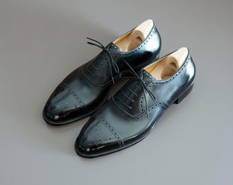 Handmade Black Brogue Oxford Shoes