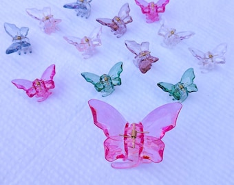Butterfly Hair Claw Set: Transparent Candy Color Clips (3 pcs)