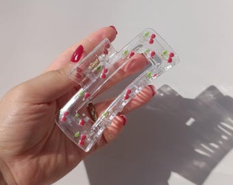 Clear Cherry Hair Claw Clip: Romantic Cottagecore Accessory