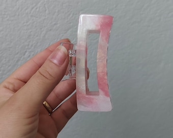 Acrylic Square Hair Claw Clip | Pastel Marble Design