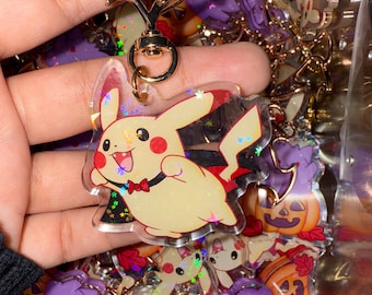 Halloween,Holographic,gengar, picachu, keychain