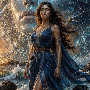Hecate Goddess Wall Art | Triple Moon, Sacred Waters, Mythology Print (Digital Download)