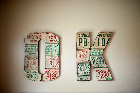 Items similar to Oklahoma Car Tag Wall Art on Etsy