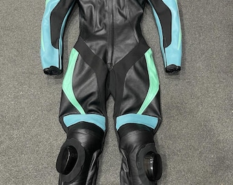 Custom Handmade Two Piece Suit Motorbike Motorcycle  LEATHER RACING SUIT Girl & Ladies Woman