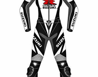 KundenspezifischeSuzuki Motorbike Racing Lederkombi für Damen mit CE-Genehmigung können Sie auf der Rückseite mit einem benutzerdefinierten Namen versehen
