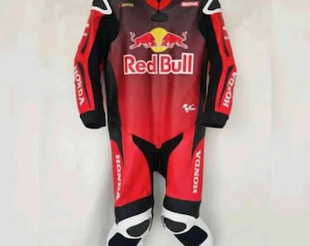 Custom Handmade Red Bull  Red Motorbike Racing Leather Suit
